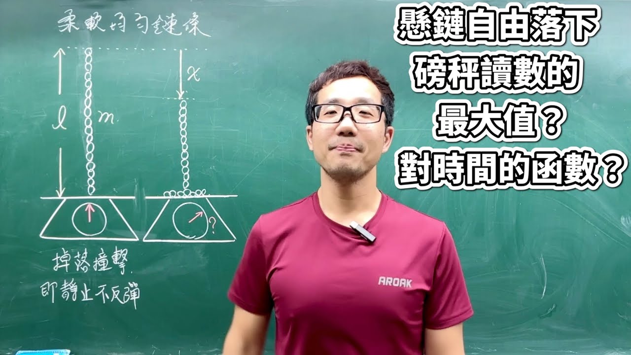 懸鏈自由落下，磅秤讀數的最大值以及對時間的函數為何？