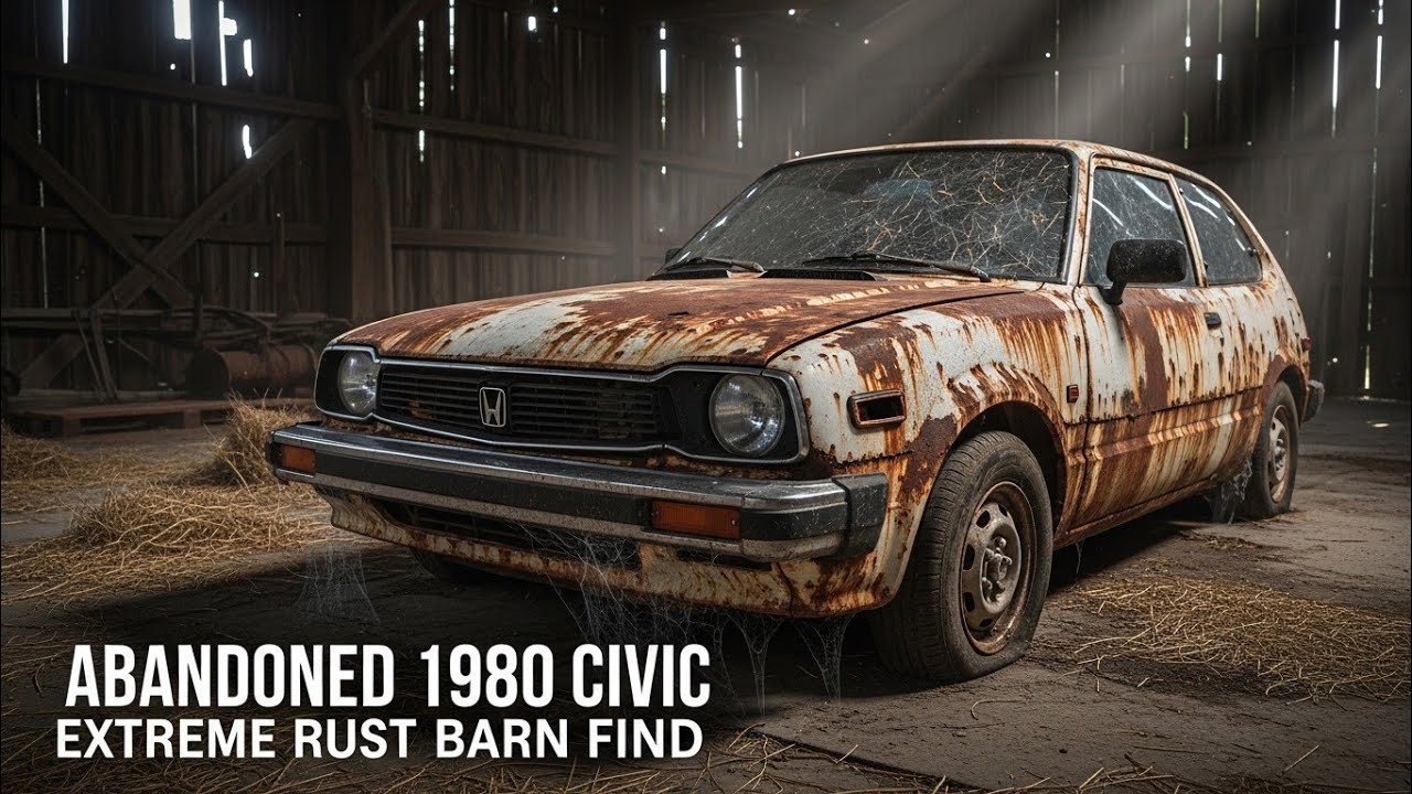 ASMR 1980 Honda Civic Barn Find |Fully Rusted Classic Reborn in Pure White!#ASMRRestoration#BarnFind