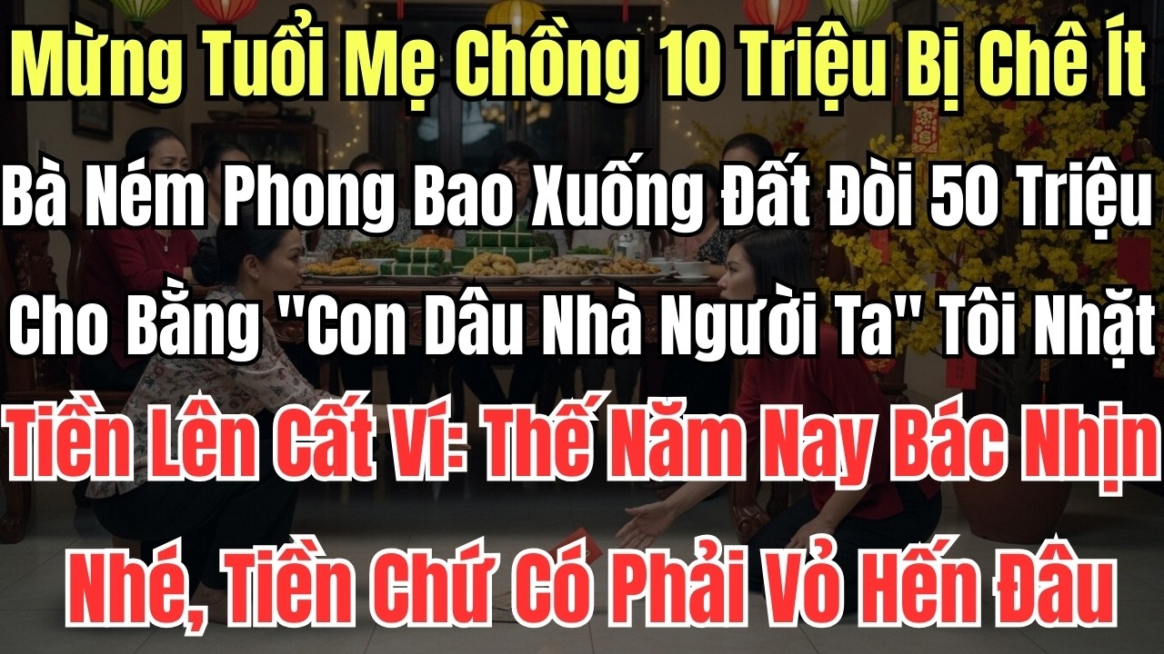 Mừng Tuổi Mẹ Chồng 10 Triệu Bị Chê Ít, Bà Ném Phong Bao Xuống Đất Đòi 50 Triệu Cho Bằng 