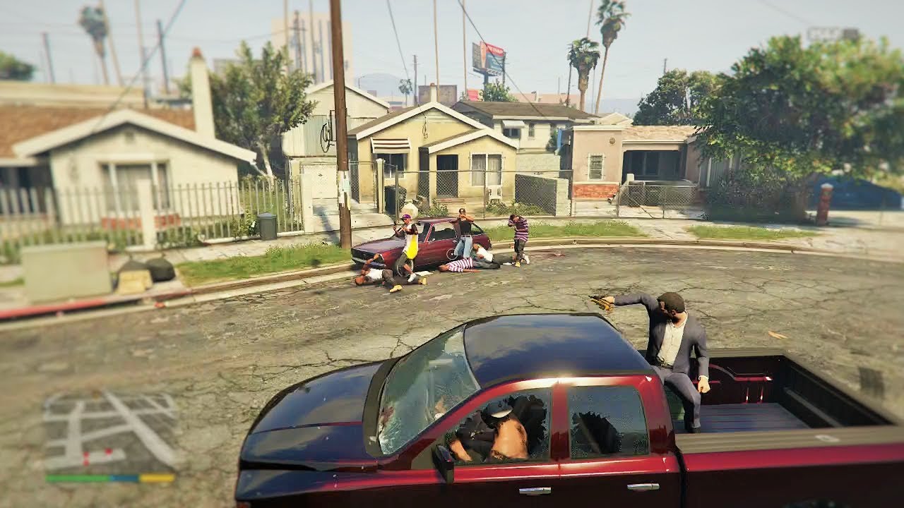 GTA 5 - Franklin, Michael and Trevor Five Star Escape From GROVE STREET # 41