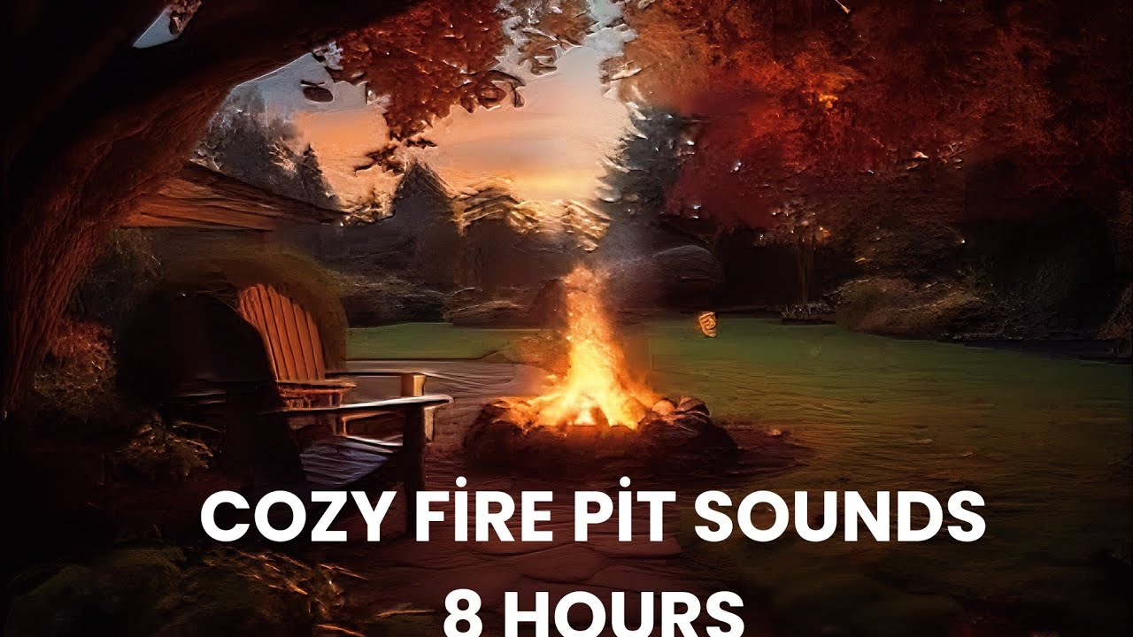 Cozy Fire Pit Sounds | 8 Hours Wind, Falling Leaves & Fire Ambience | 8 Saatlik Şömine & Doğa Sesi