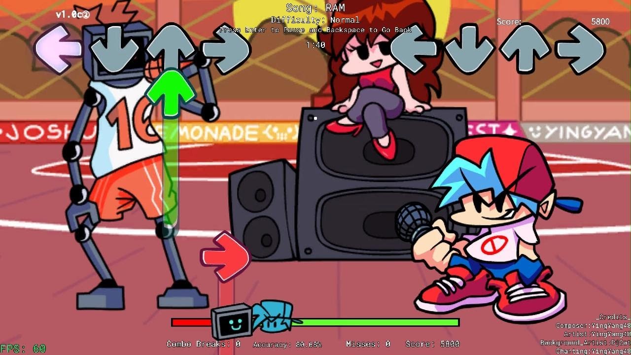 Playing ram fnf on roblox sry for the pause and gameplay:(