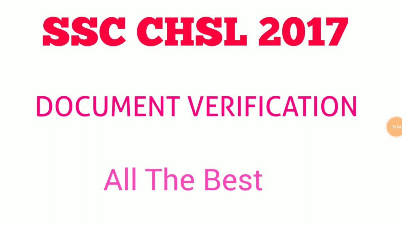 SSC CHSL 2017 DOCUMENT VERIFICATION