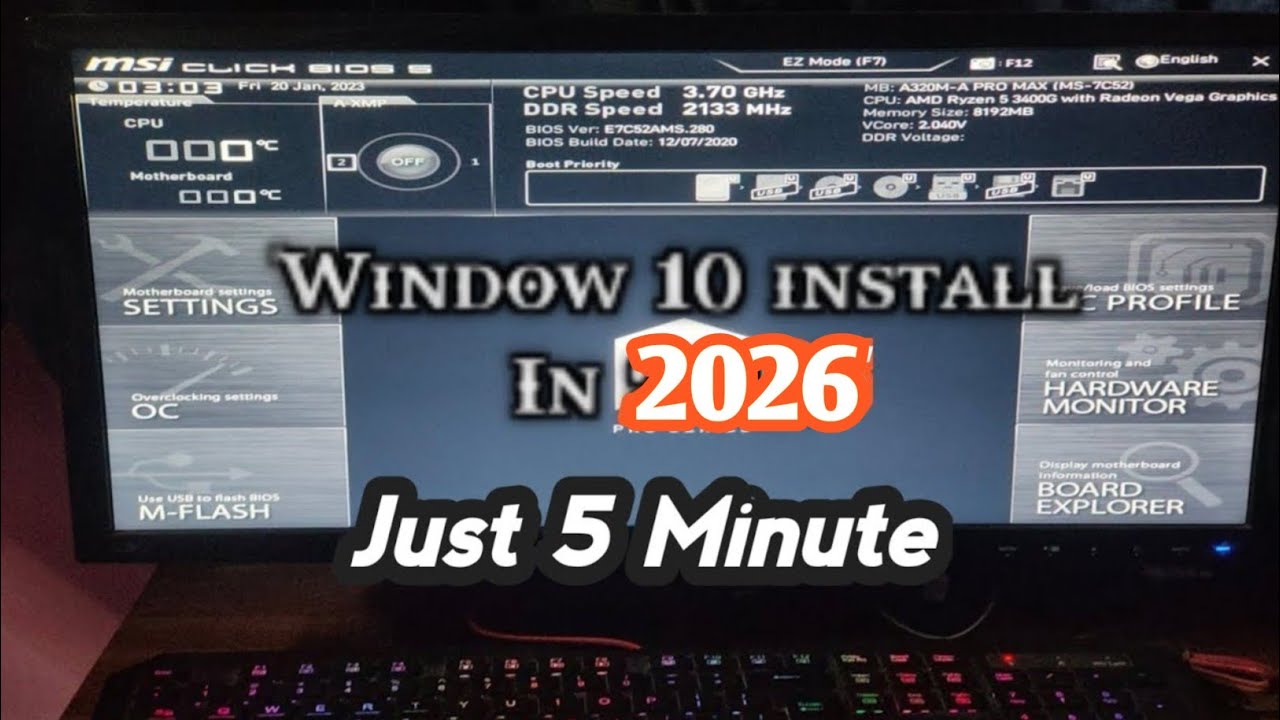 how to install Window 10 | window 10 install in 2026 | In MSI motherboard, in 2026 window 11 install