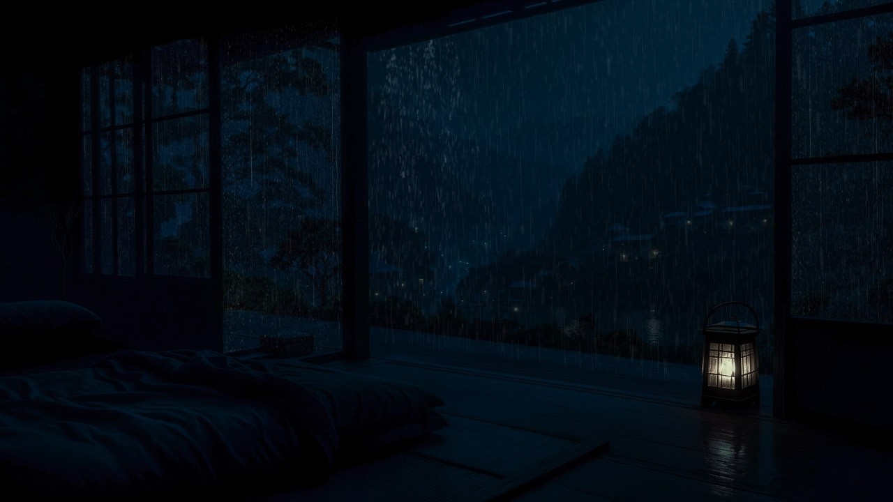 Sonidos de Lluvia Nocturna - Habitación Oscura para Sueño Profundo y Calma