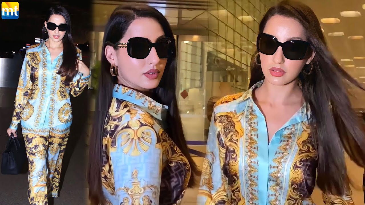 Gorgeous Nora Fatehi looks fresh in morning at airport leaves for Mauritius for Concert
