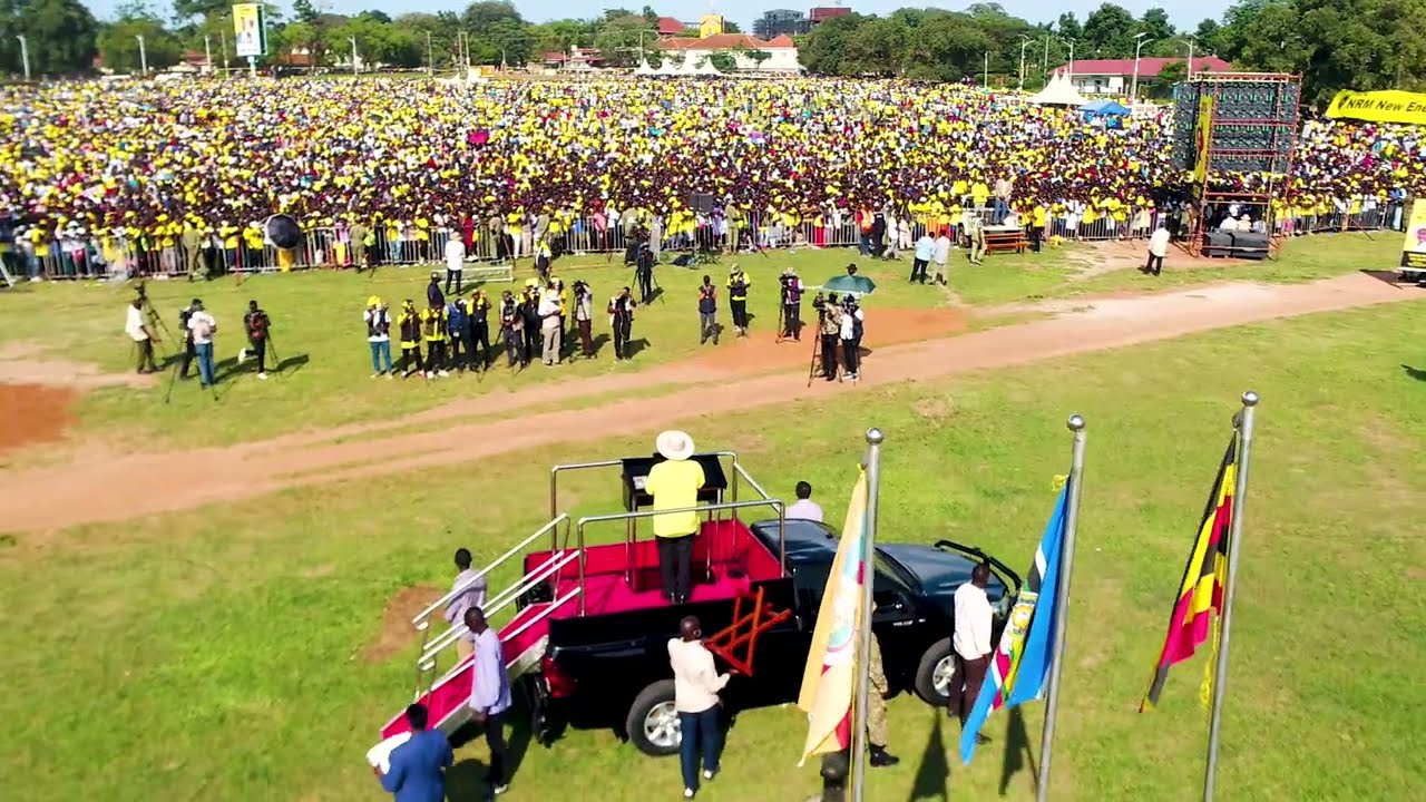 Museveni in Soroti City - Drone footage showing massive campaign rally