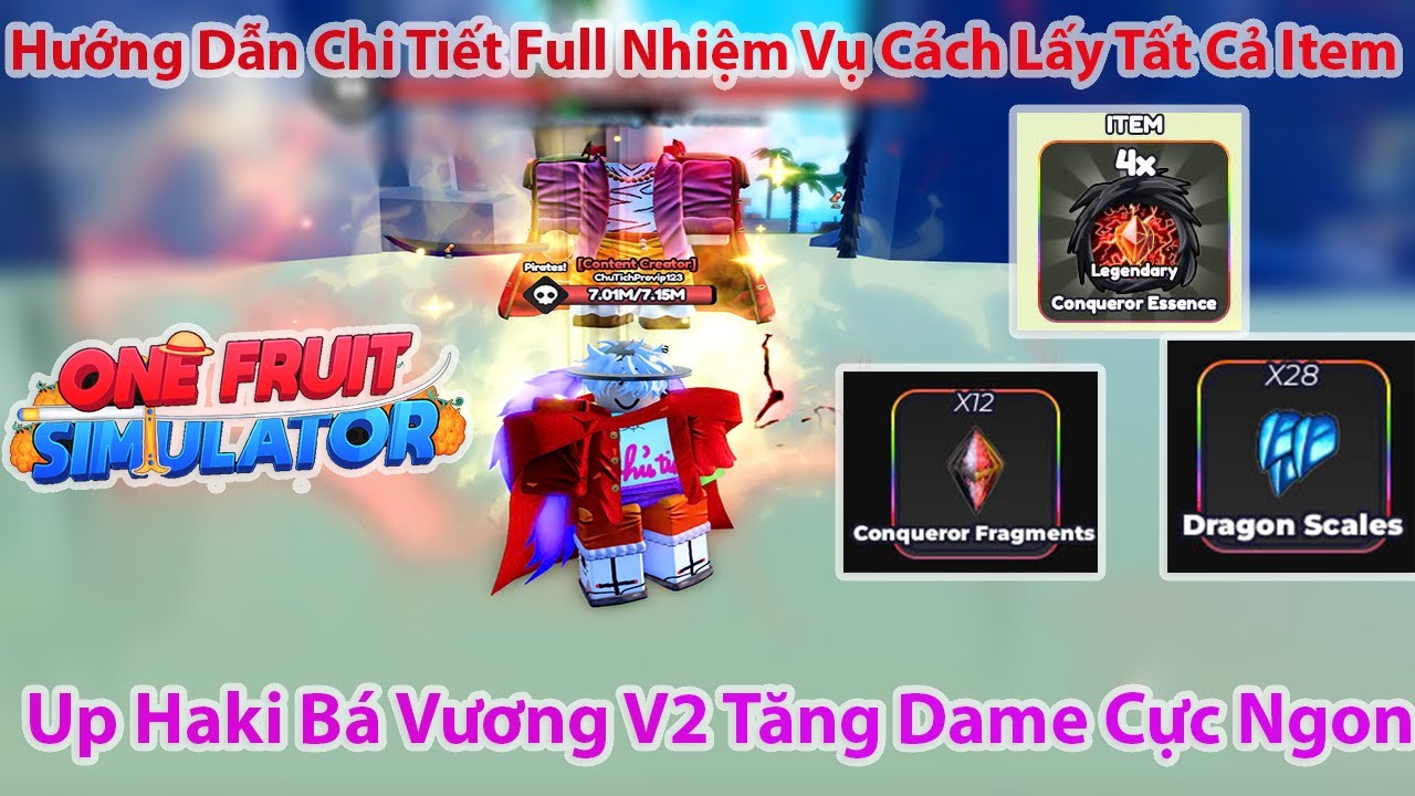 One Fruit - Hướng Dẫn Chi Tiết Full Nhiệm Vụ Cách Lấy Tất Cả Item Của Haki Bá Vương V2 | Roblox