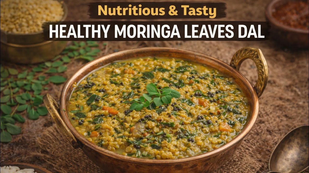 Healthy Munagaku Pappu | Moringa Leaves Dal Recipe in Telugu | Iron Rich Drumstick leaves Pappu