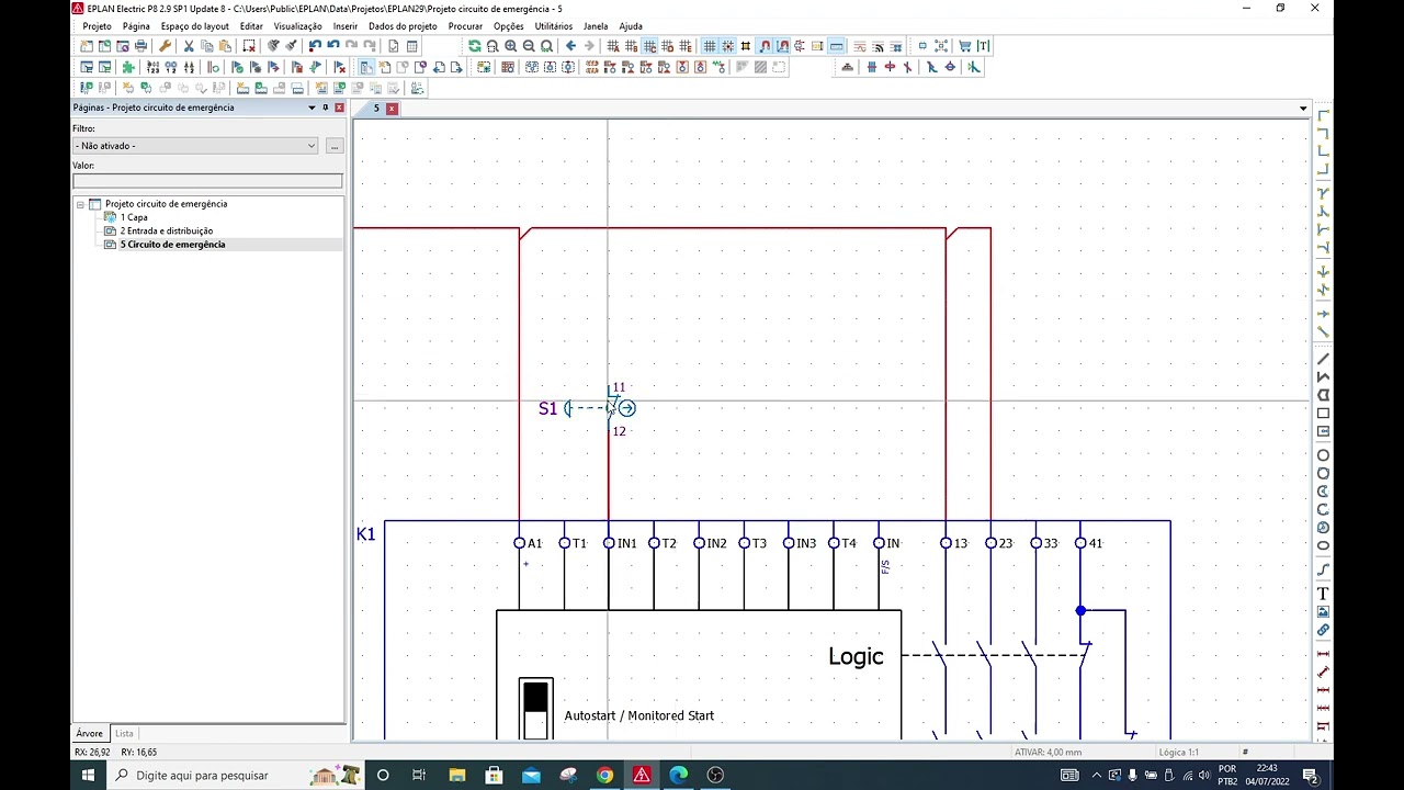 EPLAN Electric P8 - Exemplo circuito de emergência