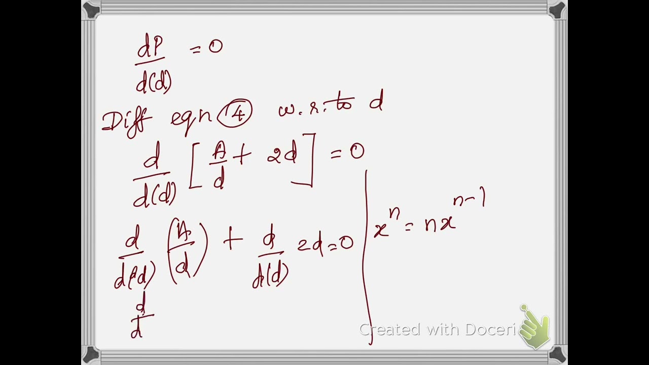 Condition for the most economical rectangular section
