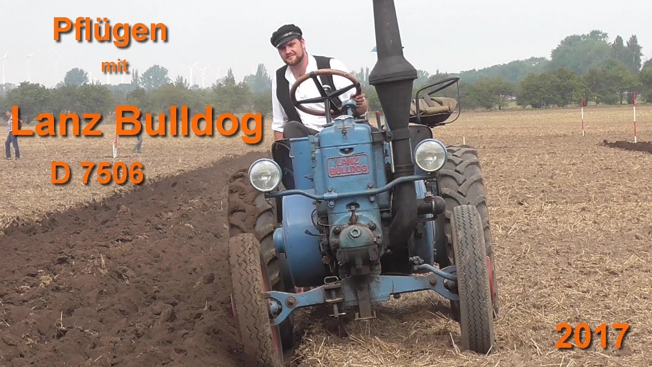 Lanz Bulldog D7506 mit Sack Anhängepflug CZ9, Historisches Pflügen Bernburg Strenzfeld
