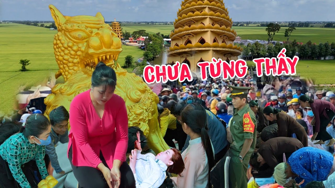 Chấn động ùn ùn người ta kéo về xem chỗ cô gái kẹt dưới chân ông Kỳ Lân chưa từng thấy
