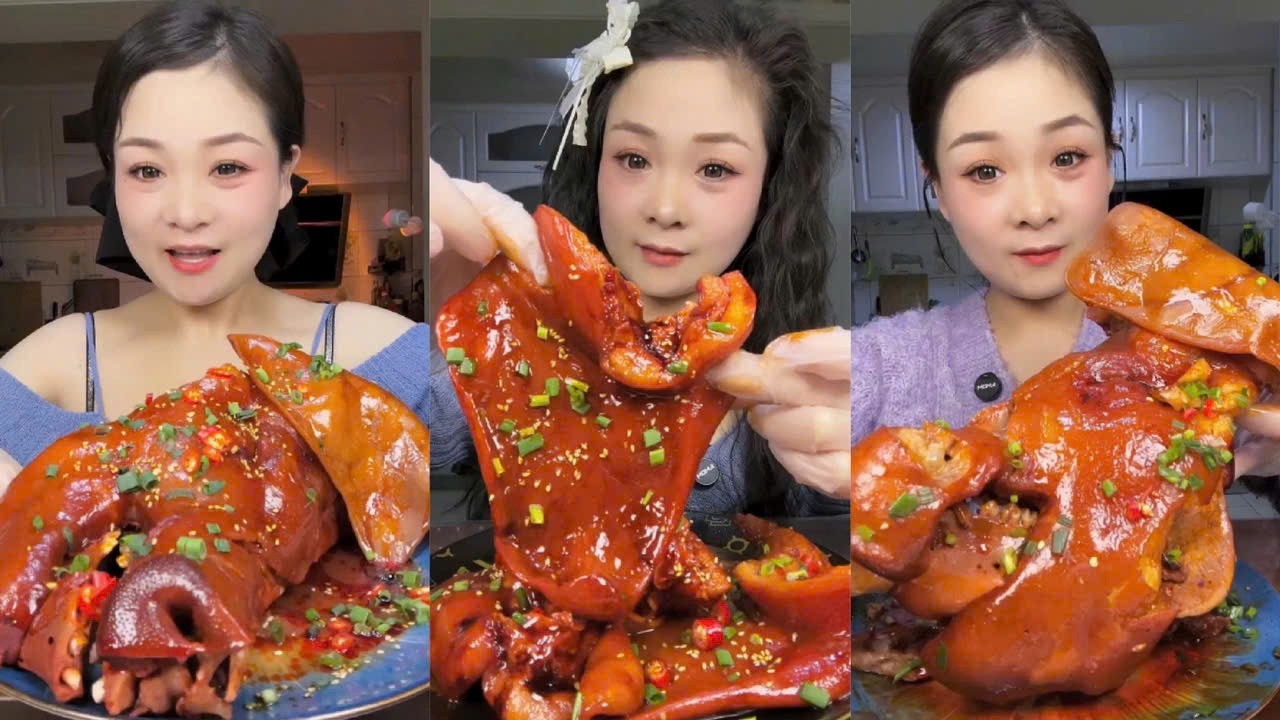 Eating Braised Pig's Head and Spicy Braised Pig's Ears, Challenge Eating Spicy Braised Pig's Head