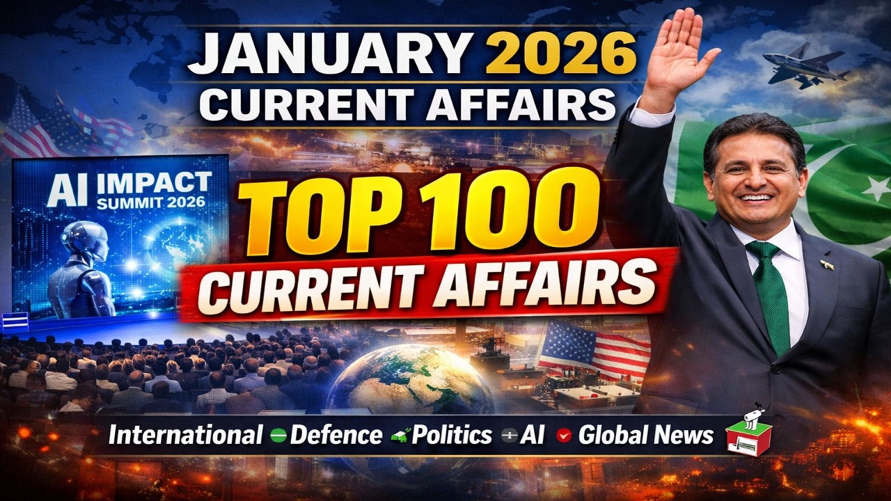 Top 100 MCQ January Month 2026 I Monthly Current Affairs MCQ 2026