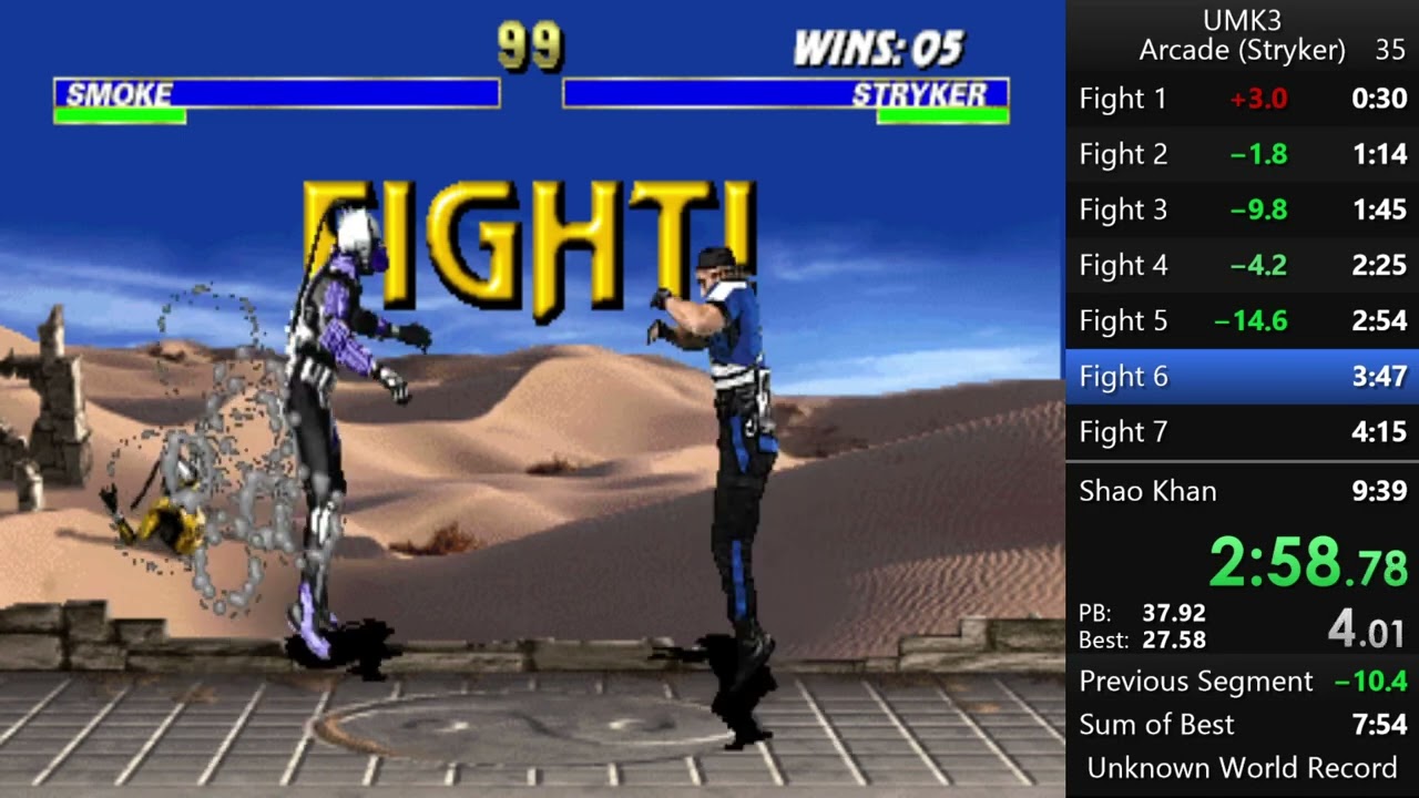 Ultimate Mortal Kombat 3 Stryker No Coin Skip Speedrun 7:55