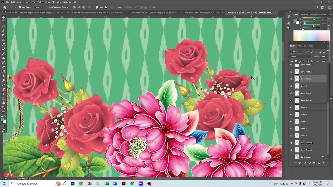 Digital Fabric Print Design\ Kurtti Design\ ডিজিটাল প্রিন্ট ডিজাইন বাংলা টিউটোরিয়াল ।