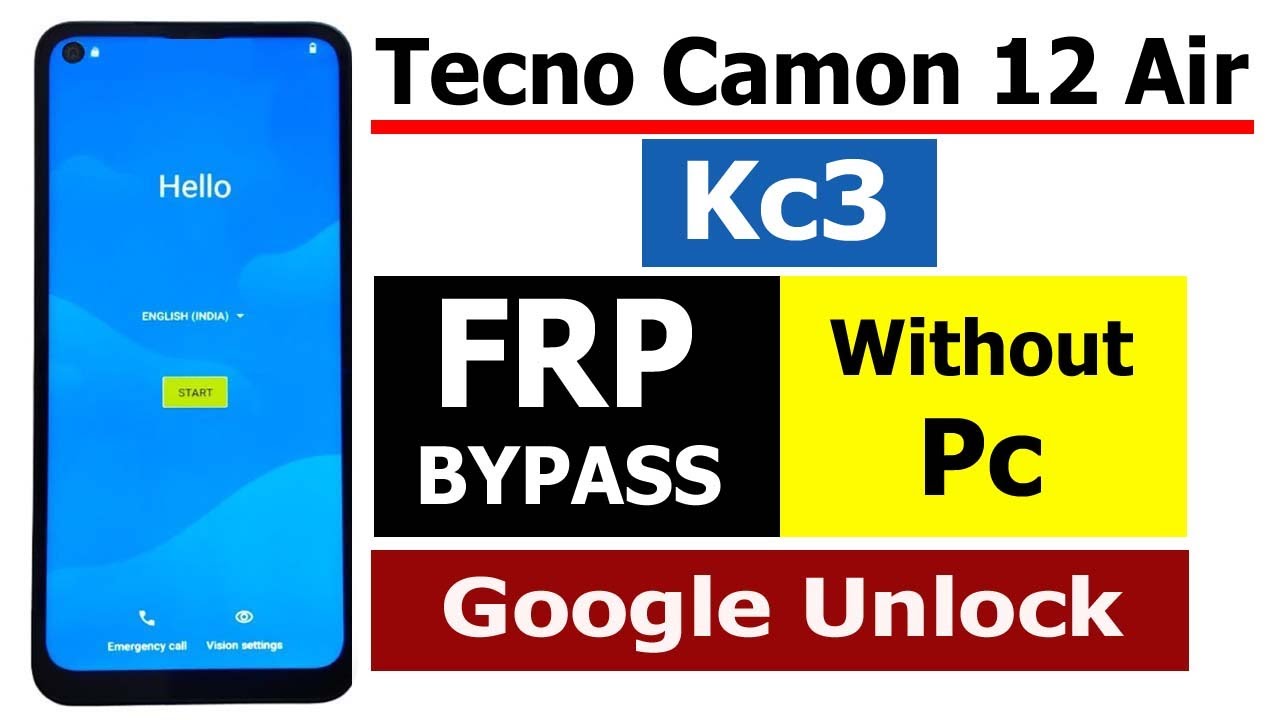 Tecno Camon12 Air KC3 Frp Bypass | Tecno Camon 12 Air Google Account Bypass Without Pc