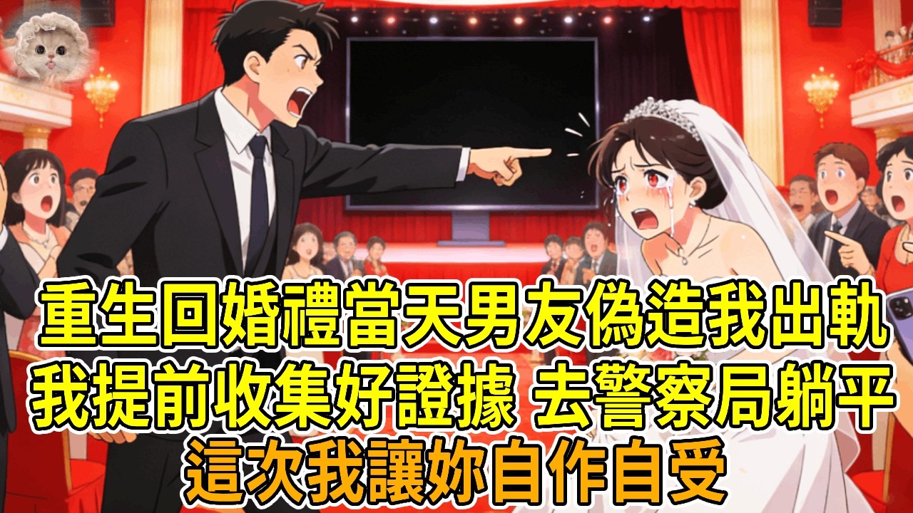 上一世，男友偽造我出軌證據，新婚當天，他當眾放出AI合成的不雅視頻，散播謠言毀我名譽，我絕望自盡，他轉頭迎娶白富美。再睜眼，我提前收集好證據，結婚當天去警察局躺平，這次我讓妳自作自受！