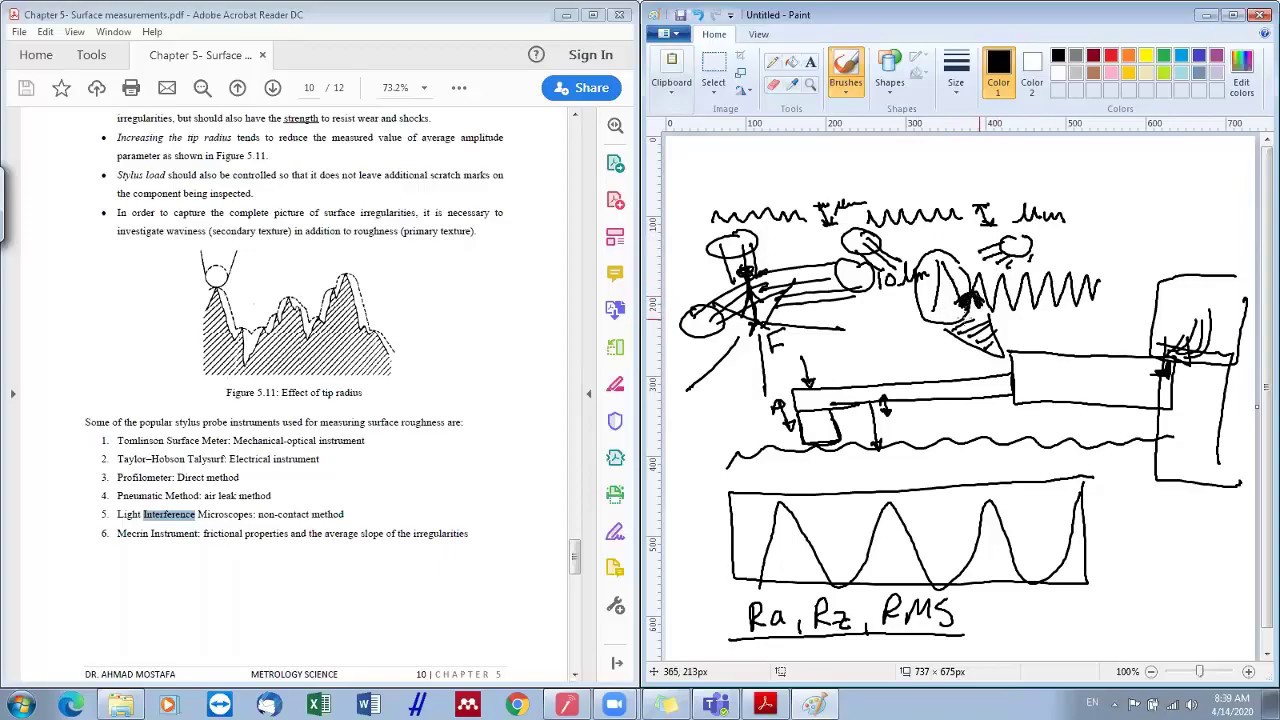 Metrology-Chapter 5: Lecture 4- Surface roughness measuring methods (Arabic narration)