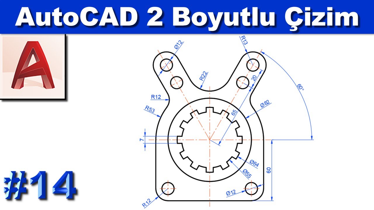 AutoCAD 2 boyutlu çizim örnekleri - 14