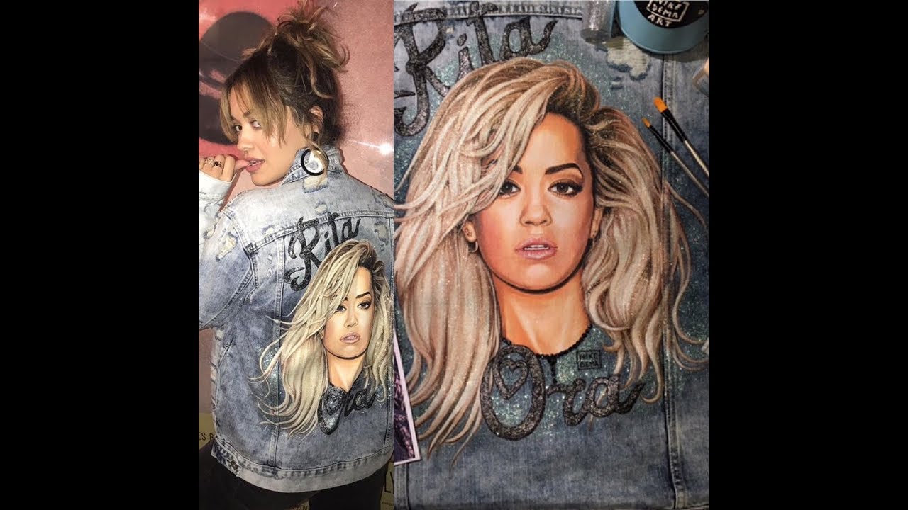 RITA ORA WEARS MY HANDPAINTED DENIM JACKET