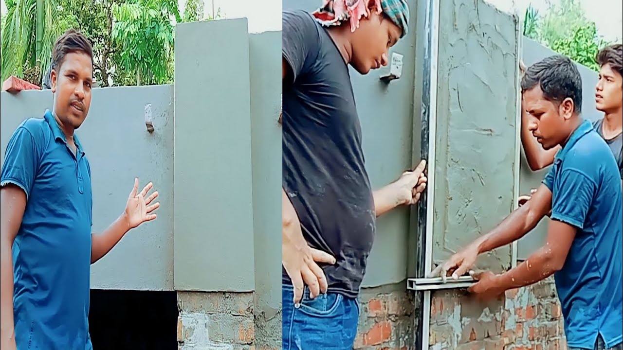 Correct technique for plastering pillars. পিলার প্লাস্টার করার সঠিক কৌশল