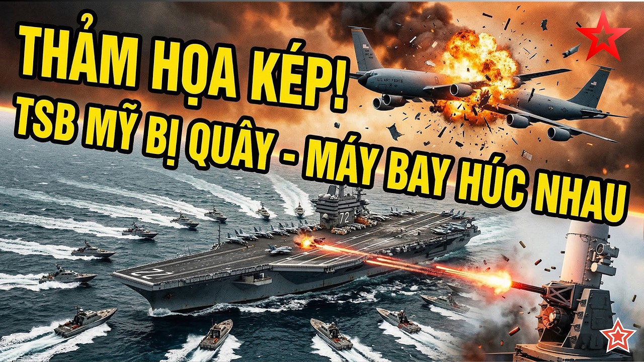 Sốc điên: Tàu Iran đột kích truy sát tàu sân bay Mỹ - Máy bay Hoa Kì đâm nhau rơi