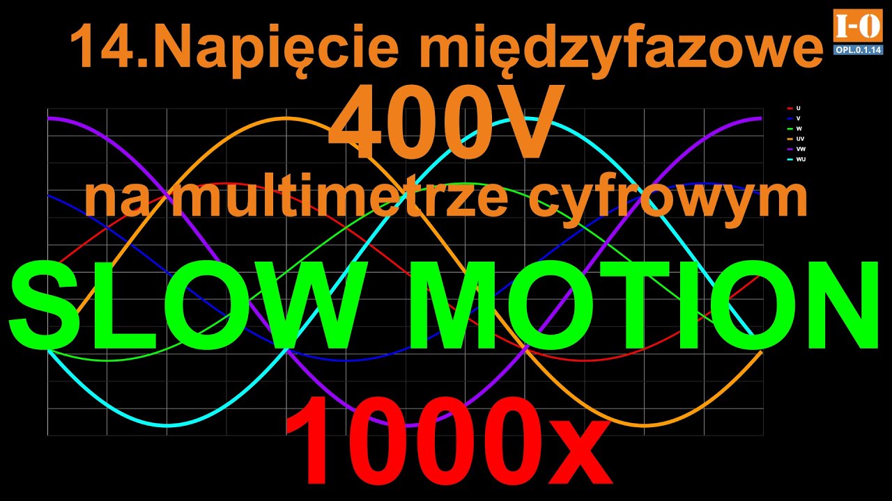 OPL.0.1.14.Napięcie międzyfazowe 400V na multimetrze cyfrowym - SLOW MOTION 1000x