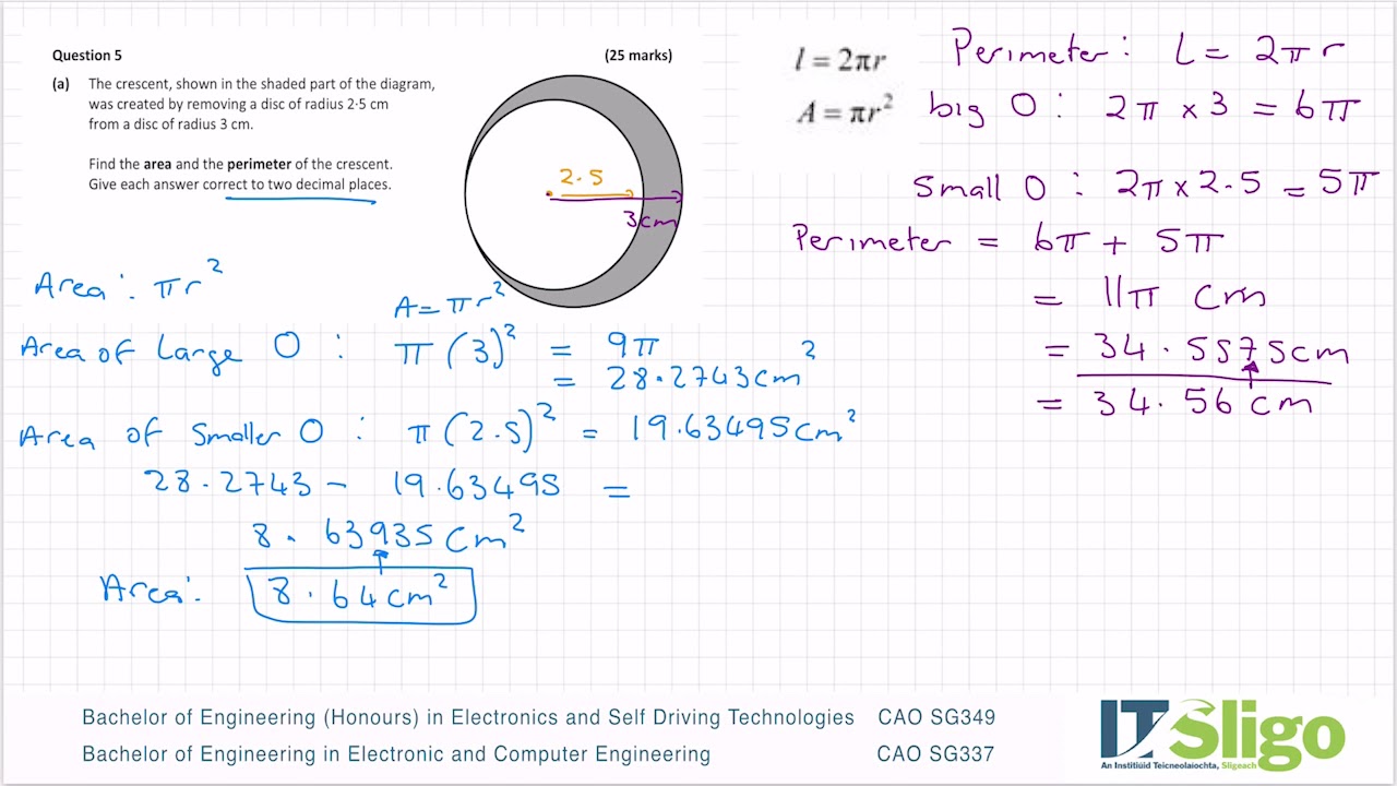 Area and Volume 2019 paper 2 Question 5 Leaving Cert Ordinary Level Maths