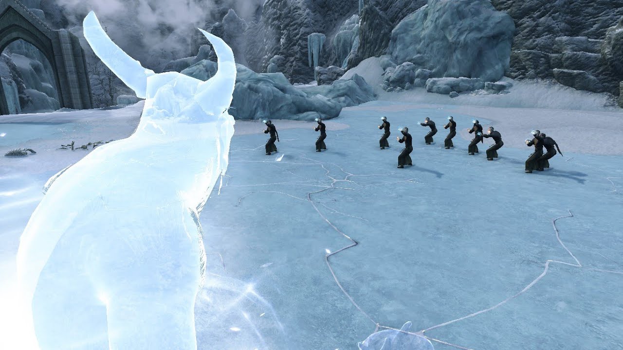 10 Arch Pyromancers vs Karstaag | Skyrim