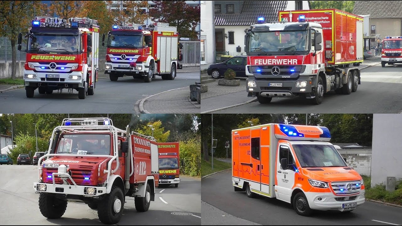 [Sirene, Bullhorn, RTH-Landung, neuer RTW uvm.] Einsatzfahrten in Menden rund um die Großübung