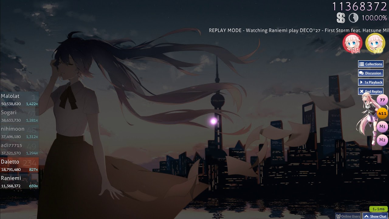 osu! | Raniemi | DECO*27 - First Storm feat. Hatsune Miku [rui's Extra] +HD,HR | SS #1 551pp