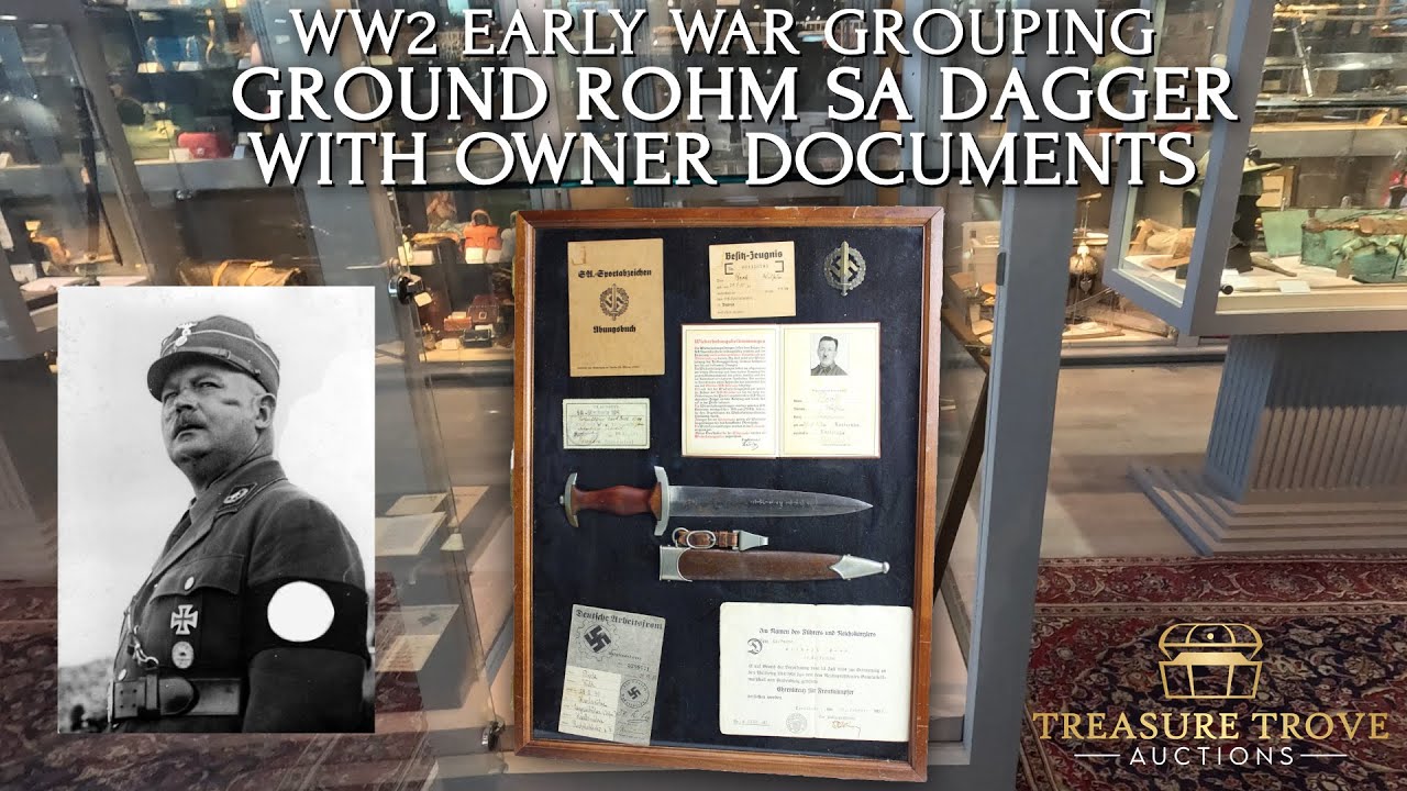 RARE WW2 Grouping - SA Dagger with Ground R&ouml;hm Inscription and Owner Documents & Awards