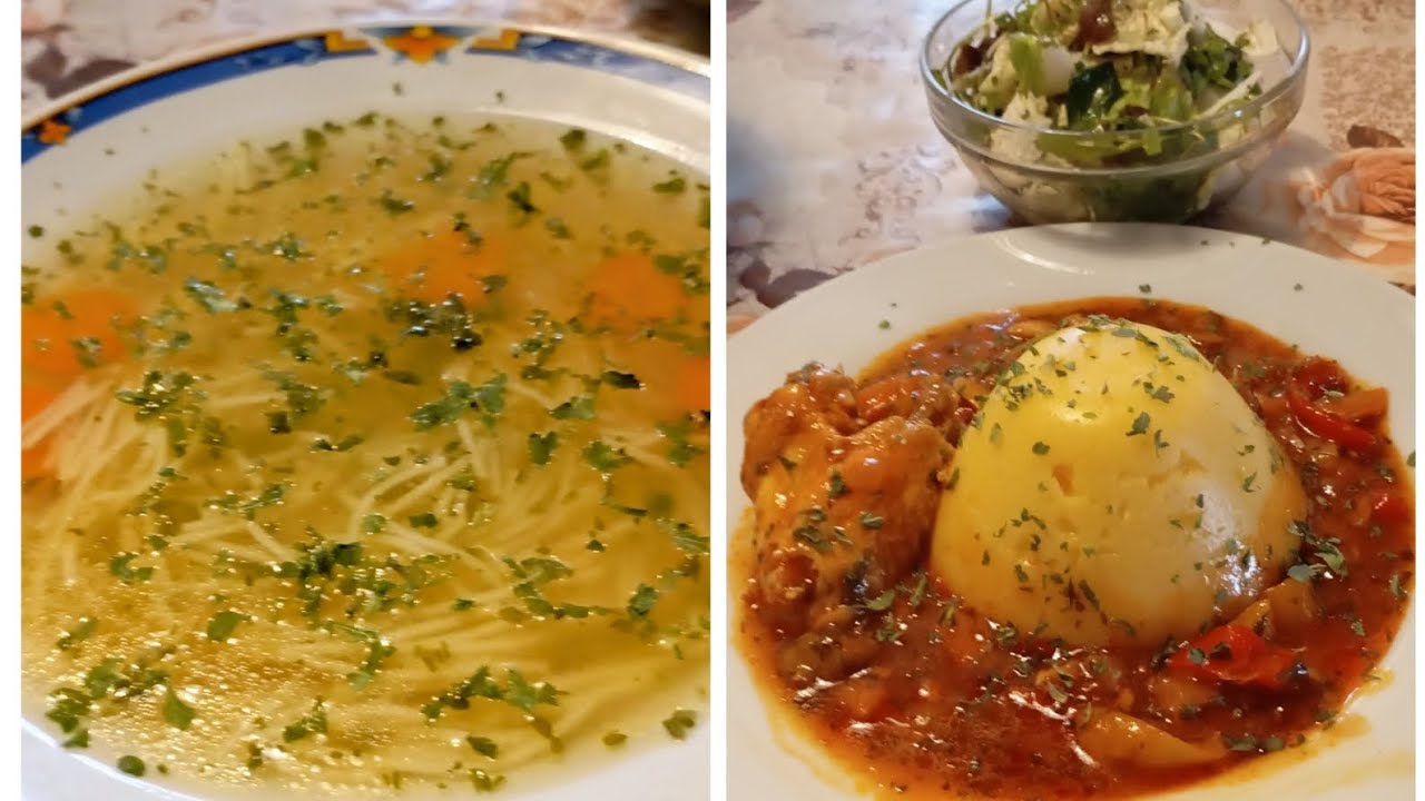 12.02.2026👍 SUPĂ DE PUI CU TĂIȚEI ,TOCĂNIȚĂ DE PUI CU CIUPERCI,ARDEI.... MĂMĂLIGĂ ȘI SALATĂ VERDE  👍