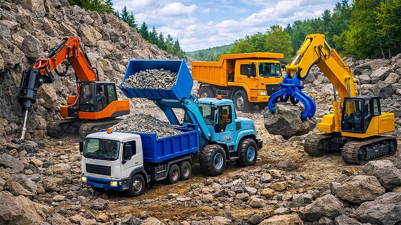 Rock Hill Construction Frenzy 🚜 Heavy Vehicles at Full Capacity💥🚧 | Vehicles Construction