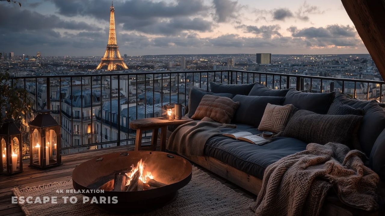 Escape to Paris 🇫🇷 Private Luxury Penthouse Night with Cozy Fireplace & City Ambience (Deep Sleep)