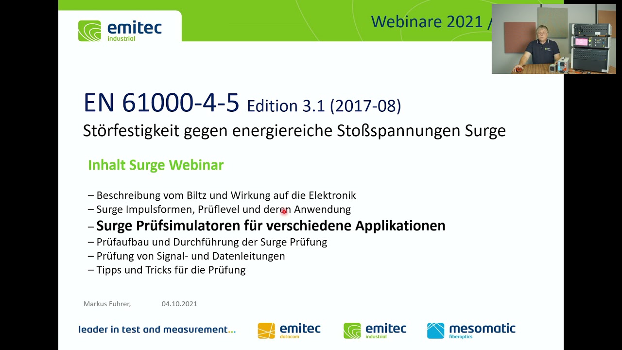 Webinar EMV: Surge der energiereiche Blitz nach IEC 61000-4-5