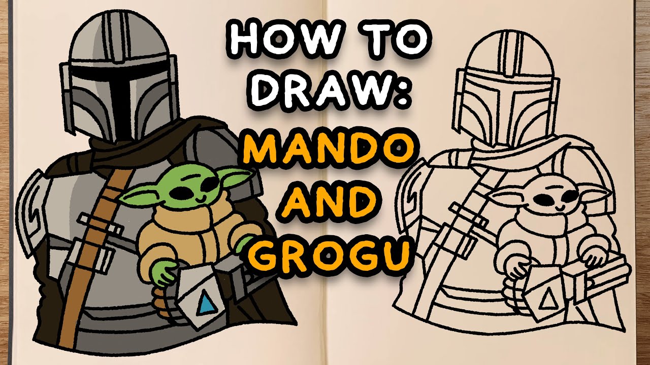 How To Draw: MANDO and GROGU (step by step tutorial)