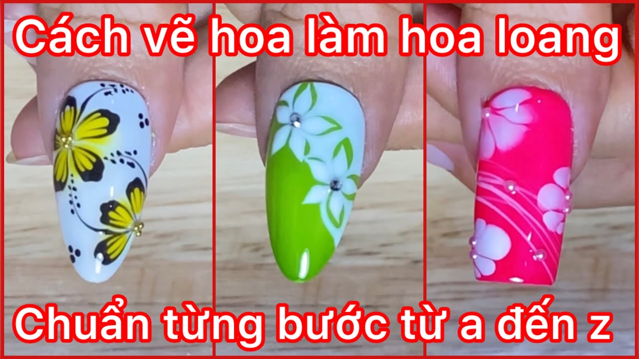 Cách vẽ hoa design mẫu nail loang siêu dễ