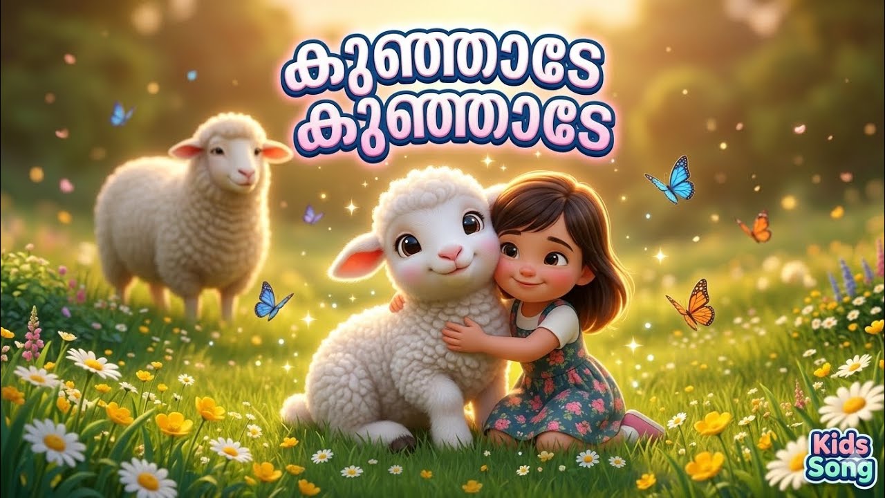 குனஜாதே🐑 | Cute Lamb Song Malayalam | Kids Song 🎵 #kuttipattukal #kids#nurseryrhymes #3d