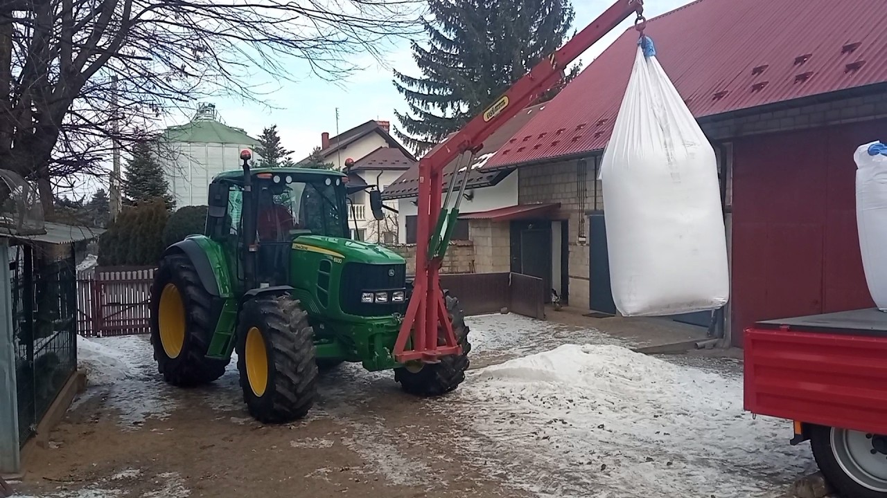Rozładunek nawozów John Deere 6930 + Żuraw