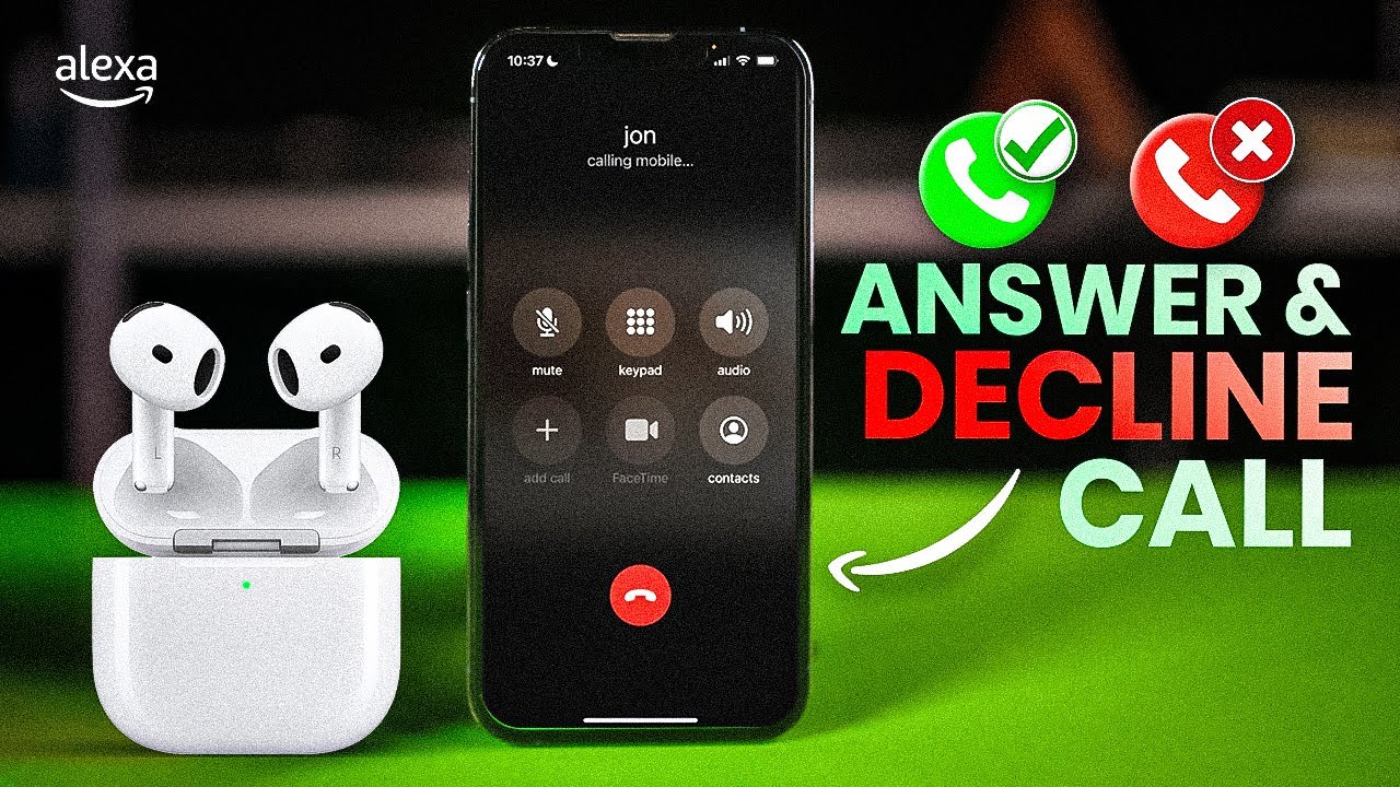 Ответить на вызов, завершить вызов и отклонить/игнорировать вызов на AirPods Pro с iPhone