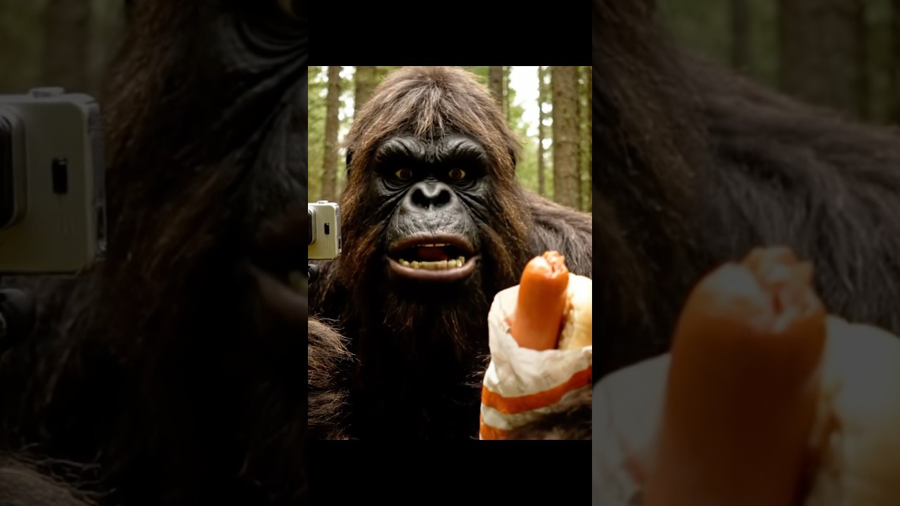 Bigfoot tries a gas station hotdog #funny #bigfoot #camping #comedy