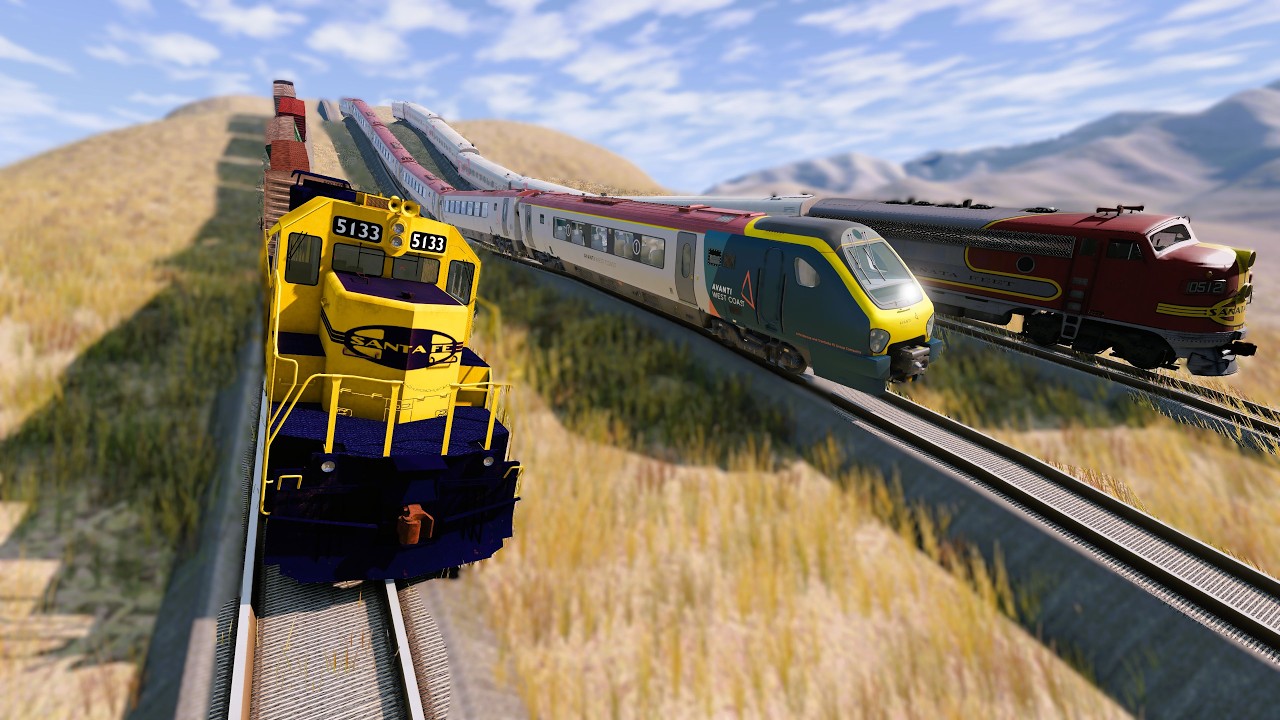 Brutal Train Crashes # 5 | Dangerous Bumpy hills | @beamng