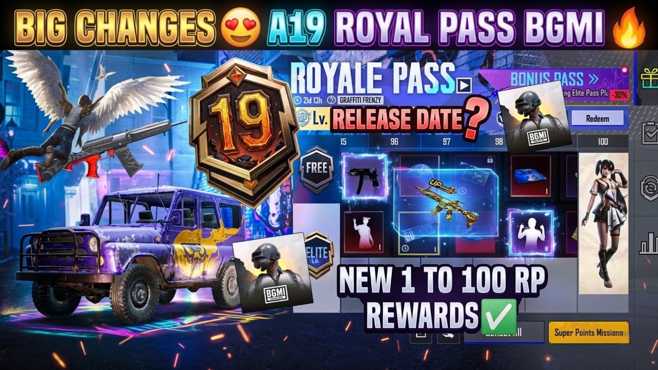 ✅ Все награды нового Royal Pass A19 от BGMI / Награды Royal Pass A19 от 1 до 100 RP / Дата выхода...