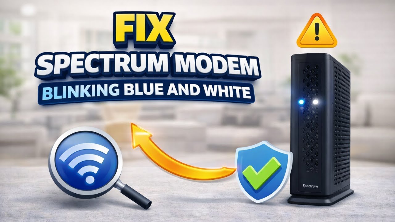 Устранение проблемы с миганием синего и белого света на модеме Spectrum.