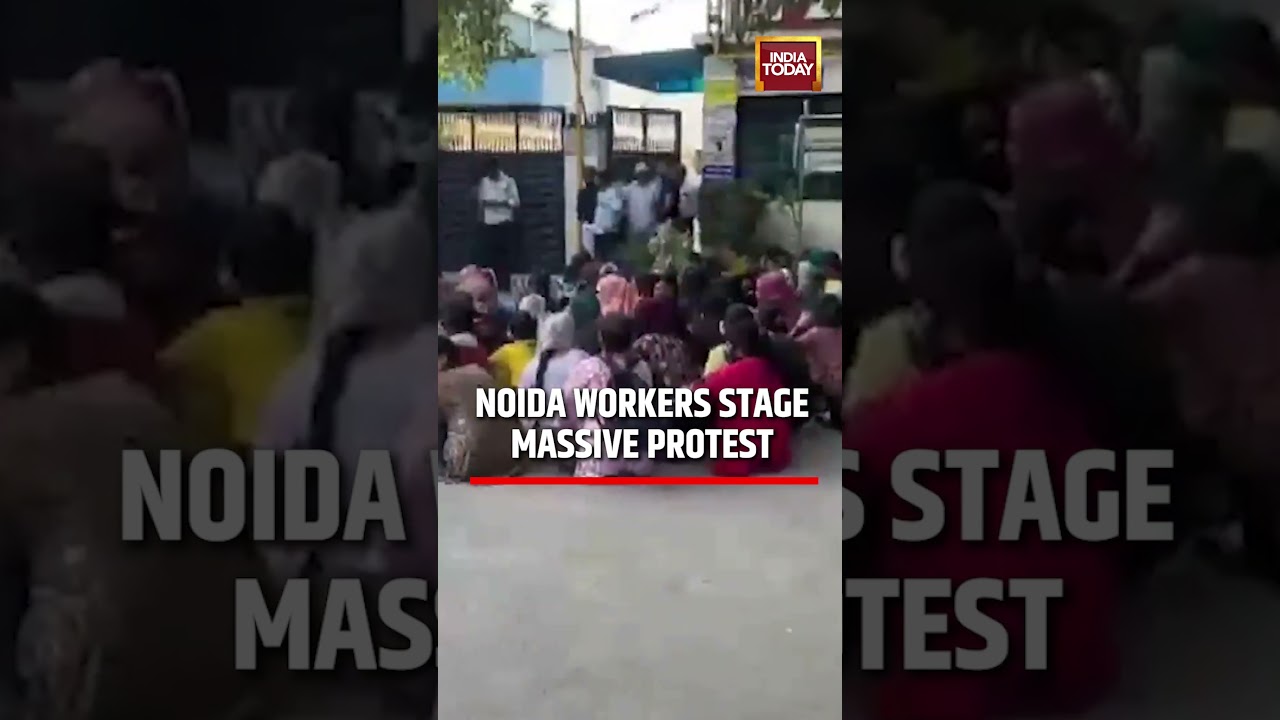 Noida Protest: Noida Employees Stage Sit-In Protest Over Salary Hike Demands in Phase 2 #noida