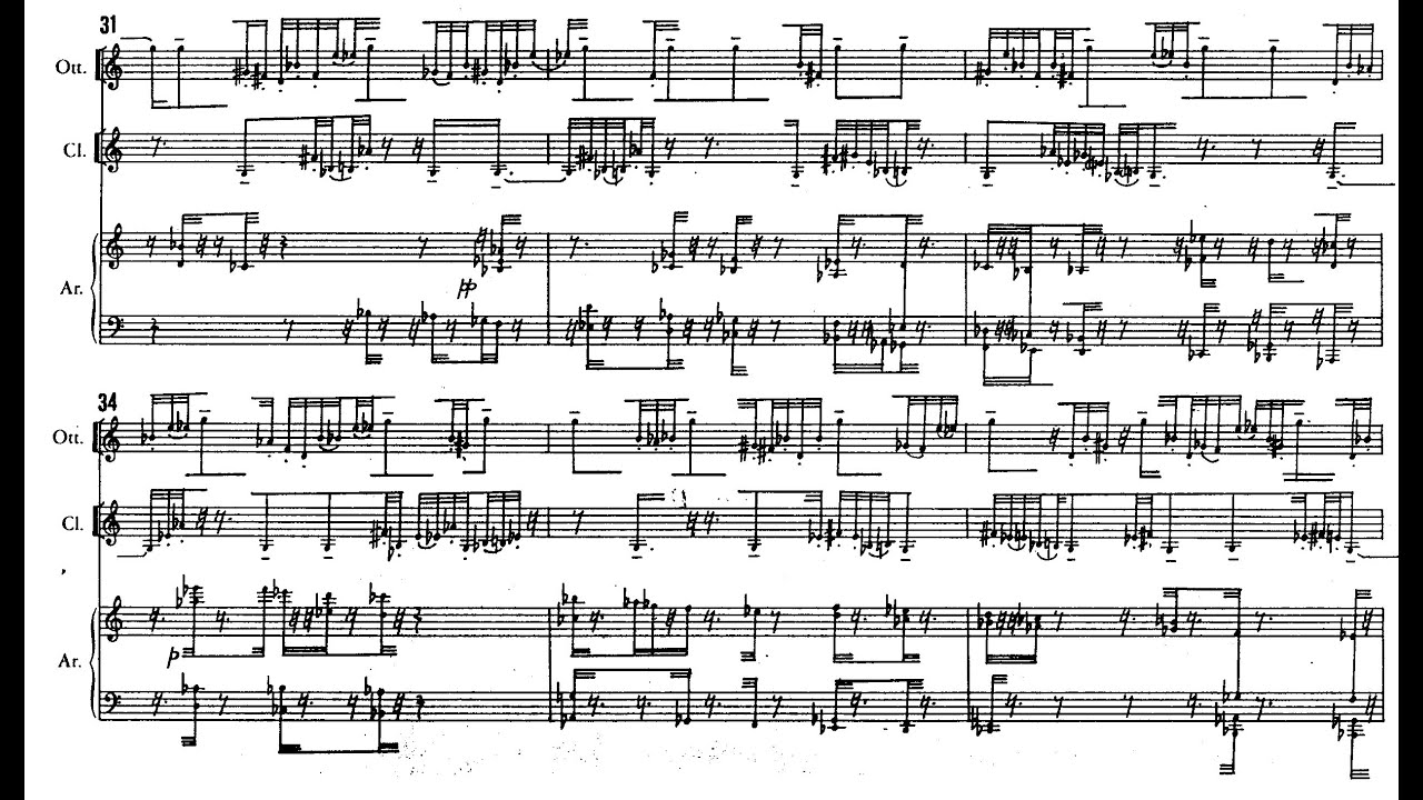 Franco Donatoni - Small for Piccolo, Clarinet and Harp (1981) [Score-Video]
