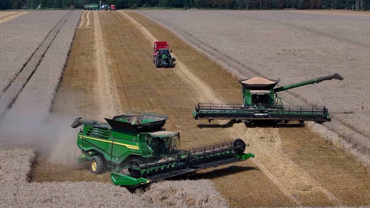 160ha Tagesleistung 2X John Deere X9 1100 Großmähdrescher Landwirtschaft Weizen Dreschen in MV 